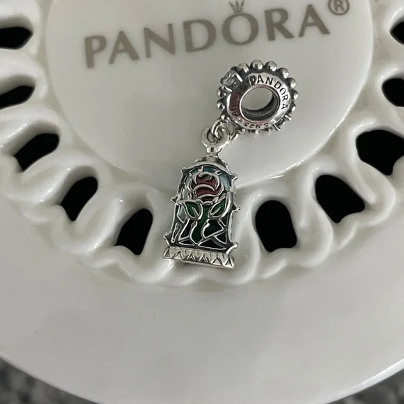 Pandora Disney Beauty and the Beast Enchanted Rose Dangle Charm - Picture 5 of 7